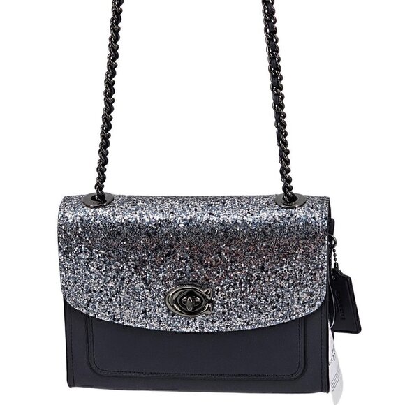 COACH 38697 NEW Parker 18 Glitter Midnight Navy Convertible Shoulder Bag NWT - Picture 2 of 16